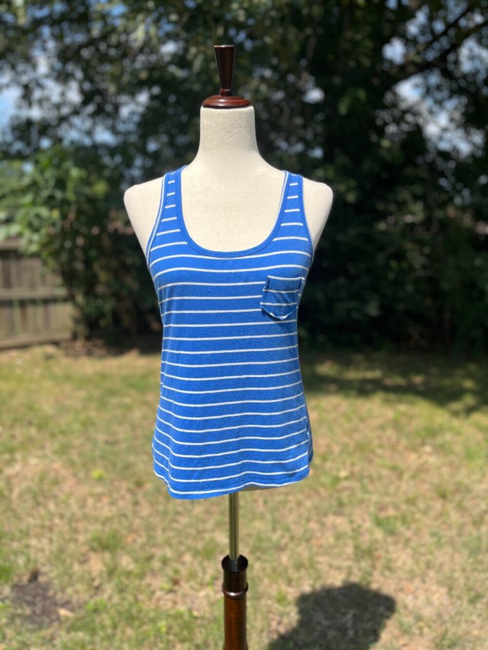 twentyone Blue and White Striped Racerback Tank Top